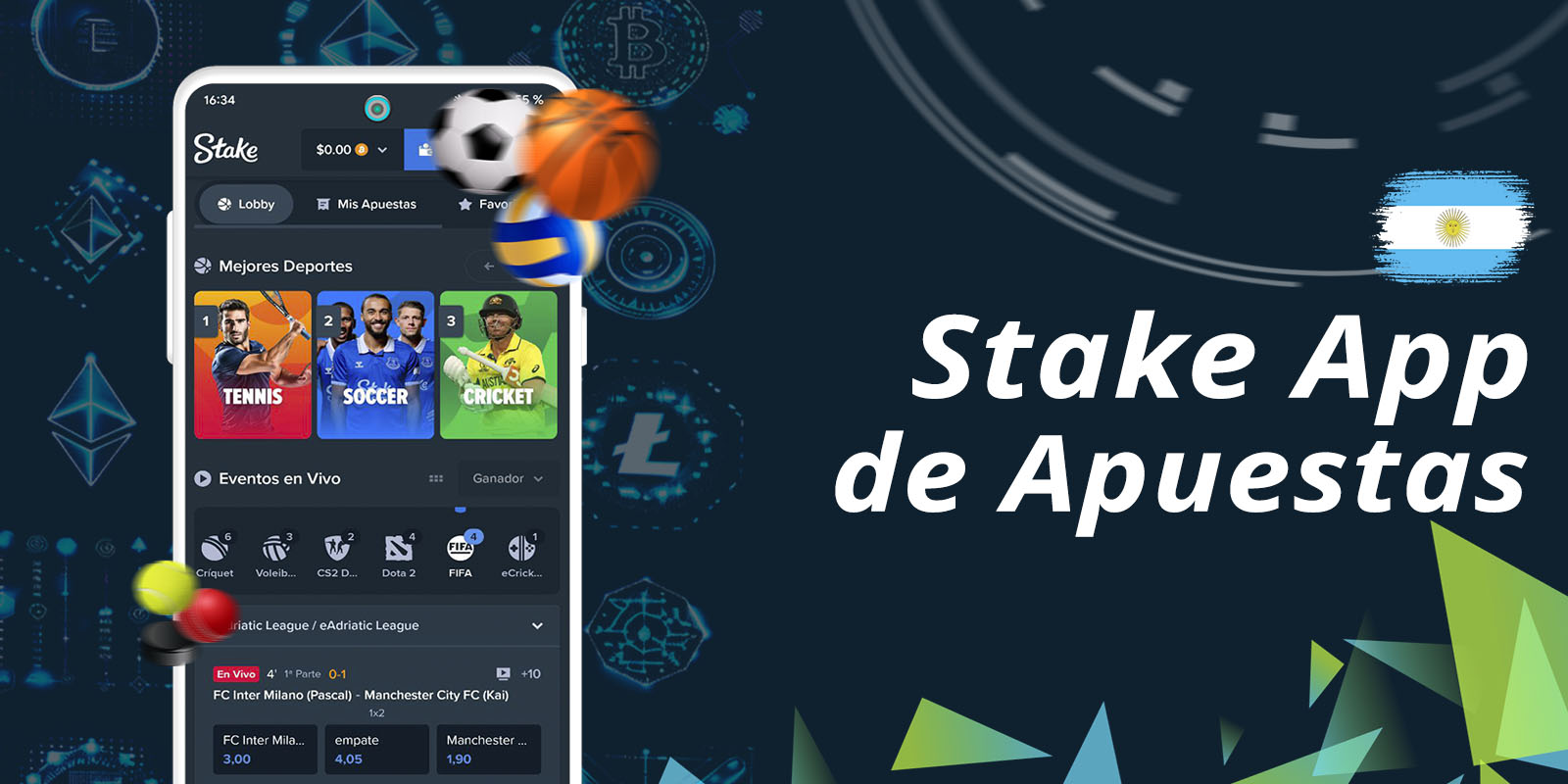 Apuestas deportivas en la aplicación Stake